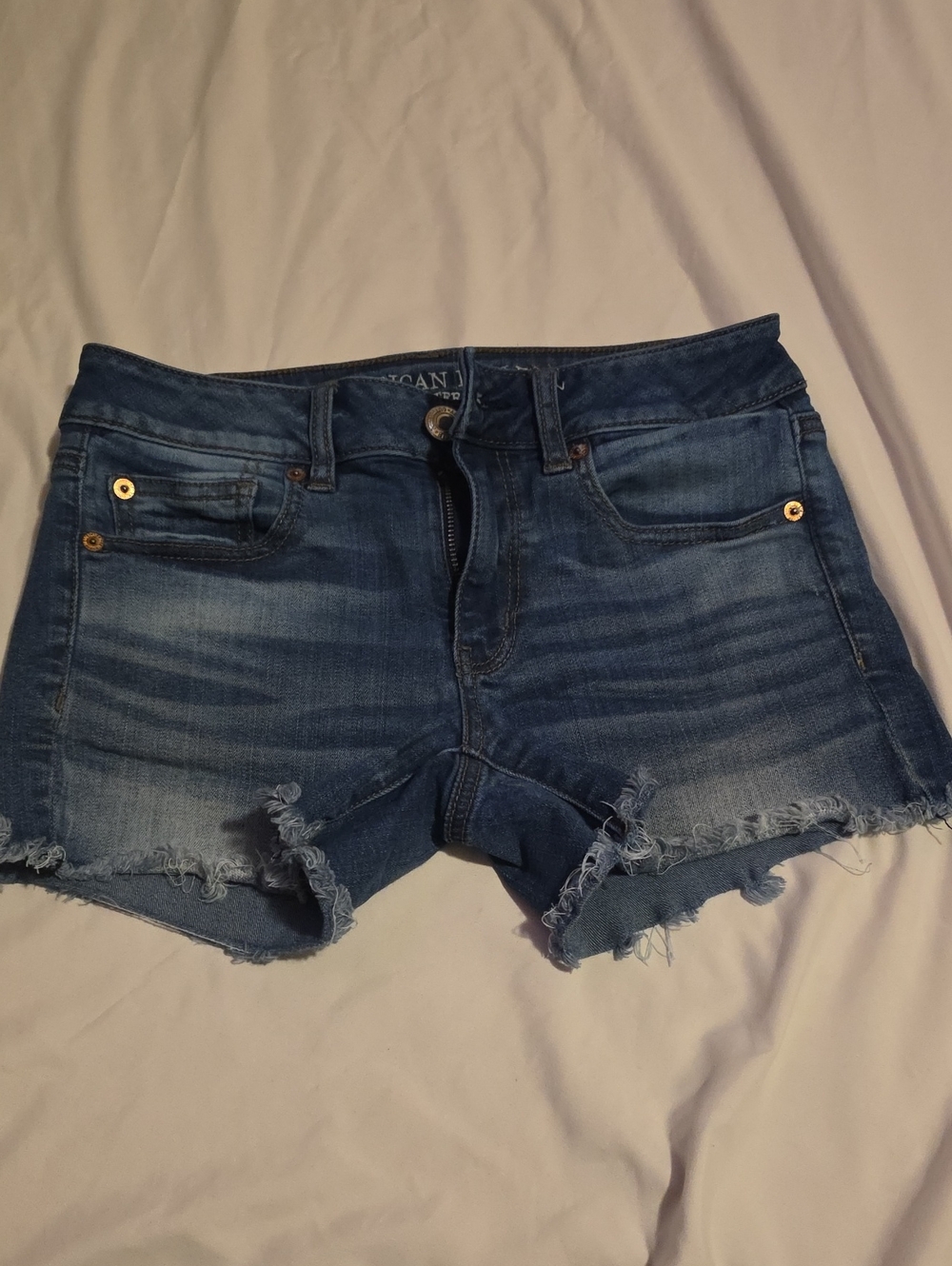 American Eagle Outfitters Distressed Dark Blue Denim Shorts